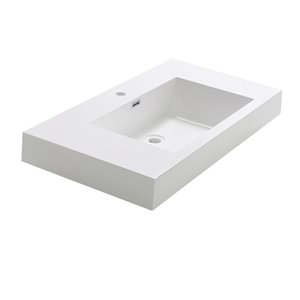 Fresca Valencia White Ceramic Drop-in or Undermount Rectangular Bathroom Sink Drain Included ( 19-in X 42-in )