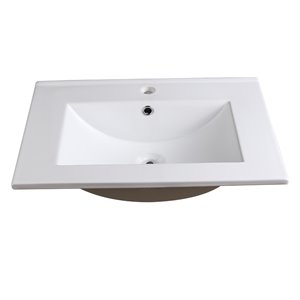 Fresca Allier White Ceramic Drop-in or Undermount Rectangular Bathroom Sink Drain Included ( 18.25-in X 24-in )