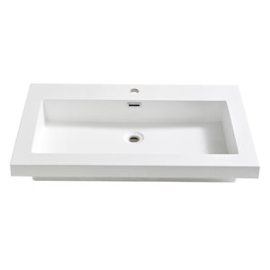 Fresca Medio White Ceramic Drop-in or Undermount Rectangular Bathroom Sink Drain Included ( 18.75-in X 31.38-in )