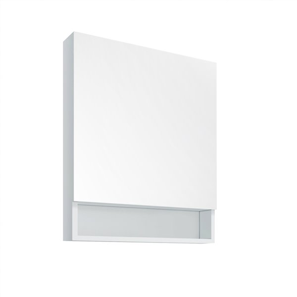 Allen + Roth 24.75-in x 30.25-in Surface Mount White Mirrored Rectangle Medicine Cabinet