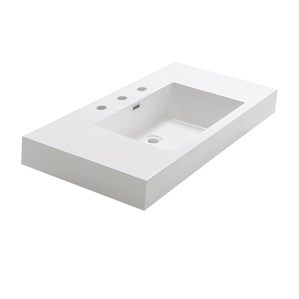 Fresca Mezzo White Ceramic Drop-in or Undermount Rectangular Bathroom Sink Drain Included ( 18.63-in X 39-in )