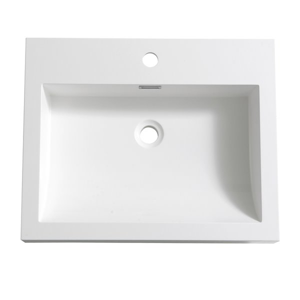 Fresca Nano White Ceramic Drop-in or Undermount Rectangular Bathroom Sink Drain Included ( 18.75-in X 23.38-in )