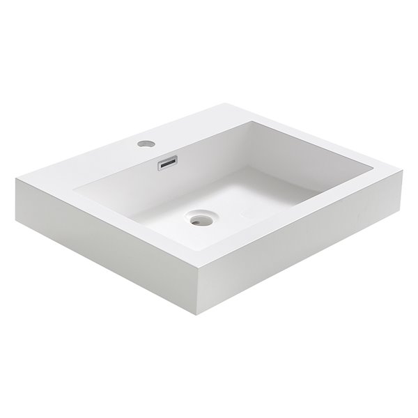 Fresca Nano White Ceramic Drop-in or Undermount Rectangular Bathroom Sink Drain Included ( 18.75-in X 23.38-in )