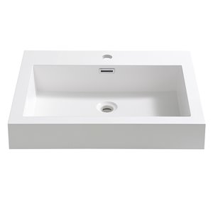 Fresca Nano White Ceramic Drop-in or Undermount Rectangular Bathroom Sink Drain Included ( 18.75-in X 23.38-in )