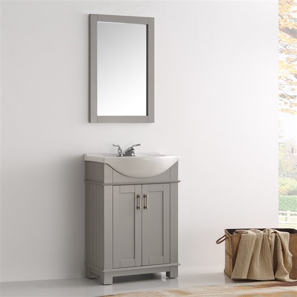 Fresca Hartford 23.6-in Grey Single Sink bathroom Vanity with White Ceramic Top