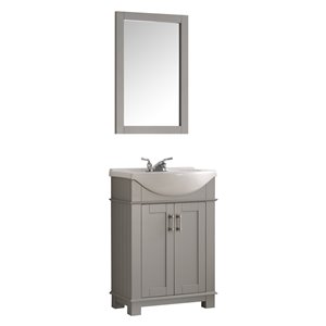 Fresca Hartford 23.6-in Grey Single Sink bathroom Vanity with White Ceramic Top