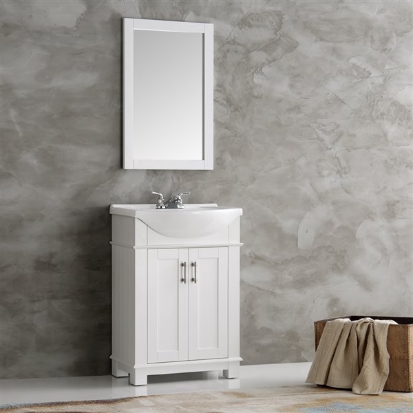 Fresca Hartford 23.6-in White Single Sink bathroom Vanity with White Ceramic Top