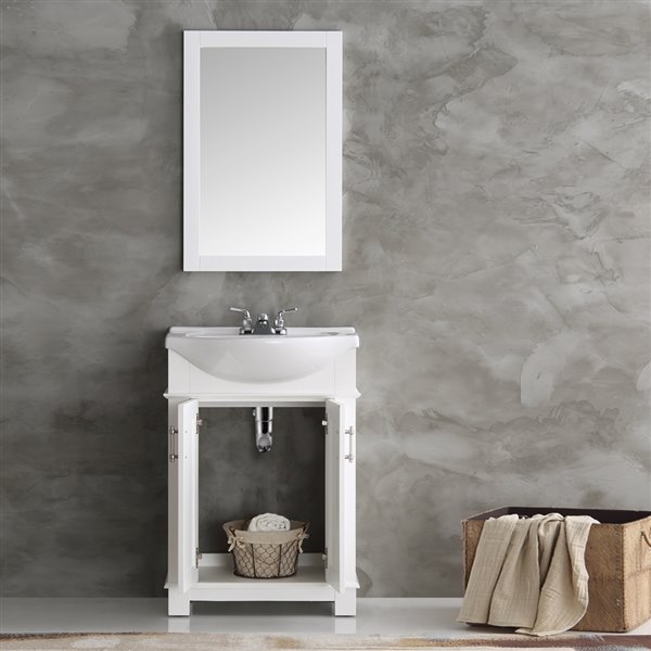 Fresca Hartford 23.6-in White Single Sink bathroom Vanity with White Ceramic Top