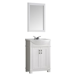 Fresca Hartford 23.6-in White Single Sink bathroom Vanity with White Ceramic Top