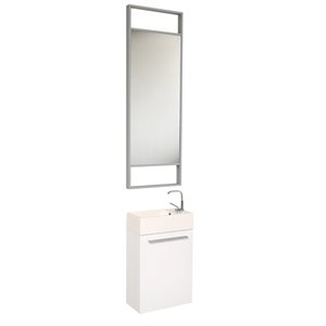 Fresca Pulito 15.5-in White Single Sink bathroom Vanity with White Acrylic Top ( Mirror Included and Faucet Included )