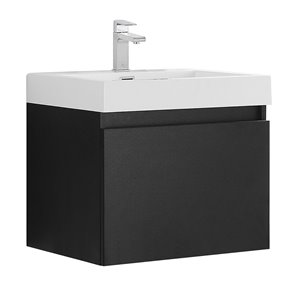 Fresca Senza 24-in Black Single Sink bathroom Vanity with White Acrylic Top