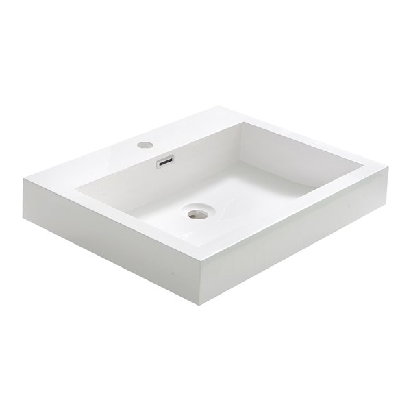Fresca Alto White Ceramic Drop-in or Undermount Rectangular Bathroom Sink Drain Included ( 18.25-in X 22.5-in )