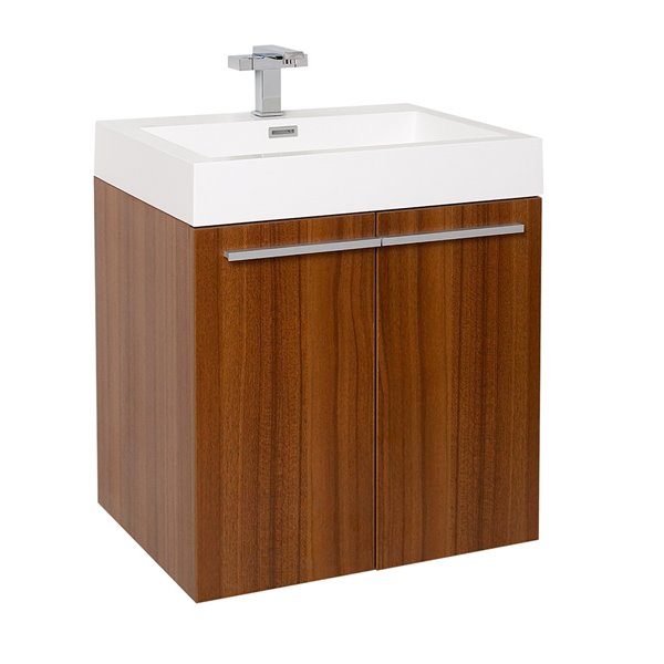 Fresca Alto 22.5in Teak Single Sink bathroom Vanity with White Acrylic