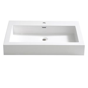 Fresca Livello White Ceramic Drop-in or Undermount Rectangular Bathroom Sink Drain Included ( 18.75-in X 29.38-in )