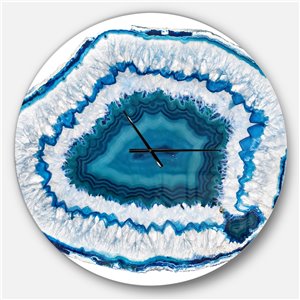 Designart 36-in x 36-in Blue Agate Crystal Modern Analog Round Wall Clock