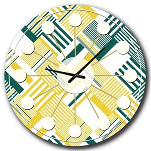 DesignArt 36-in x 36-in Abstract Diagonal Stripe Pattern Mid-Century Analog Round Wall Clock