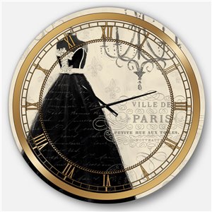DesignArt 36-in x 36-in French Chandeliers Couture IV Glam Analog Round Wall Clock