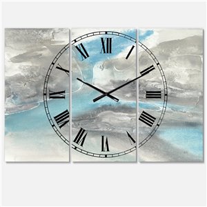 DesignArt 28-in x 36-in Watercolor Minimal Blue Tones II Mid-Century Multipanel Analog Rectangle Wall Clock