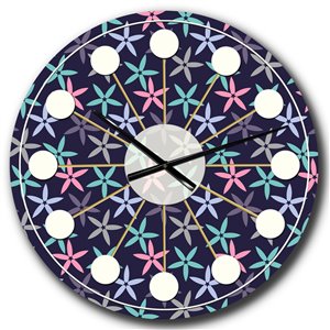 Designart 23-in x 23-in Retro Abstract Flower Design V Mid-Century Analog Round Wall Clock