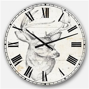 Designart 23-in x 23-in Deer Wild and Beautiful II Traditional Analog Round Wall Clock