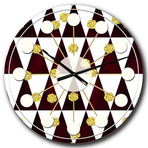 DesignArt 23-in x 23-in Gold Polka Dot Pattern II Mid-Century Analog Round Wall Clock