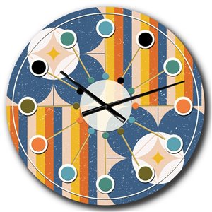 DesignArt 23-in x 23-in Retro Floral Pattern IV Mid-Century Analog Round Wall Clock