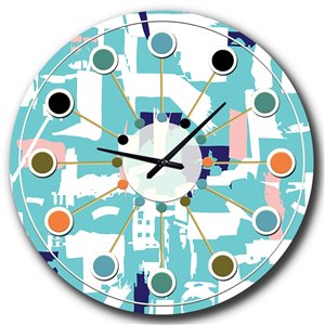 DesignArt 36-in x 36-in Retro Artisan Abstract I Mid-Century Analog Round Wall Clock