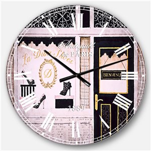 DesignArt 23-in x 23-in Paris Diva Shoes Painting Traditional Analog Round Wall Clock