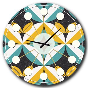 Designart 36-in x 36-in Retro Abstract Design VII Mid-Century Analog Round Wall Clock