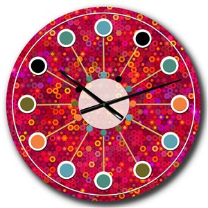 DesignArt 23-in x 23-in Circular Retro Design III Mid-Century Analog Round Wall Clock