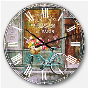 Designart 23-in x 23-in Paris French Flowershop Traditional Analog Round Wall Clock