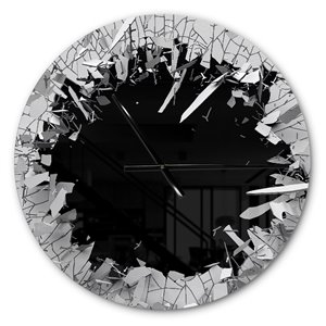Designart Abstract Broken Wall 3D Design Large Analog Round Wall Standard Clock