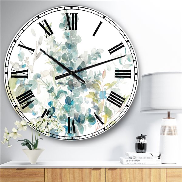 Designart Eucalyptus Natural Element Large Analog Round Wall Standard Clock