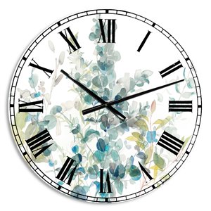 Designart Eucalyptus Natural Element Large Analog Round Wall Standard Clock