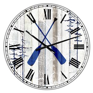 Designart The Blue Moose - Oars Large Analog Round Wall Standard Clock