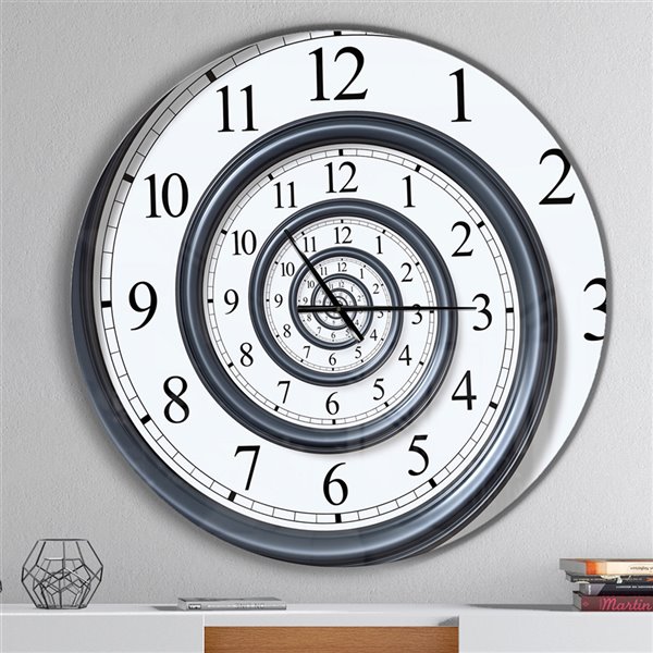 Designart Time Spiral Analog Wall Oversized Analog Round Wall Standard Clock