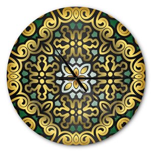 Designart Ethnic Floral Geometric Ornament Large Analog Round Wall Standard Clock