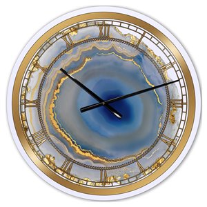 Designart Golden Water Agate Large Analog Round Wall Standard Clock