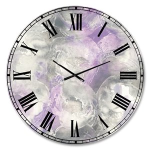 DesignArt Watercolor Minimal Purple Tones III Oversized Analog Round Wall Standard Clock
