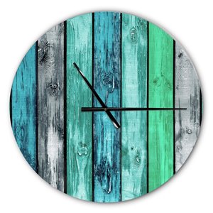 Designart Painted Wooden Planks Large Analog Round Wall Standard Clock