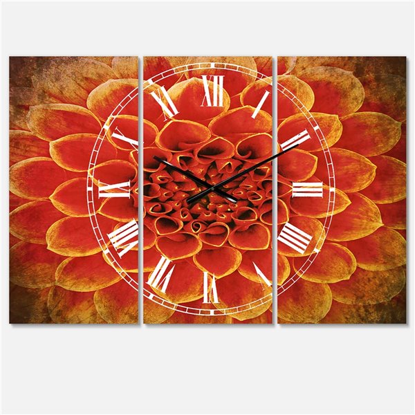 Designart Abstract Orange Flower Oversized Analog Rectangular Wall ...