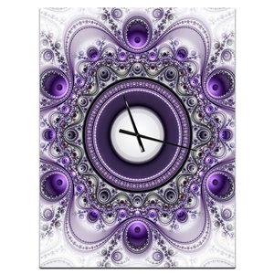 Designart Purple Fractal Pattern With Circles Oversized Analog Rectangle Wall Standard Clock