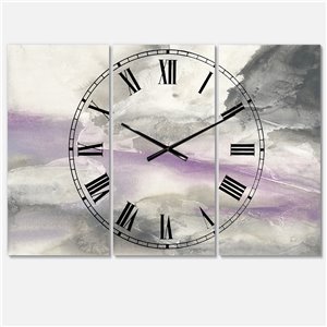 DesignArt Watercolor Minimal Purple Tones I Oversized Analog Rectangular Wall Standard Clock