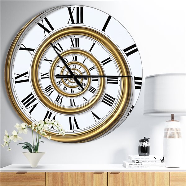 Designart Time Spiral In Antique Style Large Analog Round Wall Standard Clock