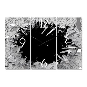 Designart Abstract Broken Wall 3D Design Modern Oversized Analog Round Wall Standard Clock