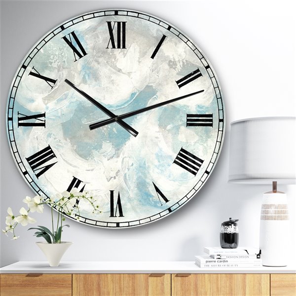 Designart Pale Blue Shade IV Large Analog Round Wall Standard Clock