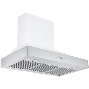 Ancona Pro 36-in Ducted White and Stainless Steel Wall-Mounted Range Hood