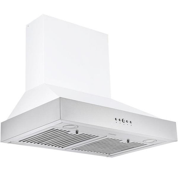 Hotte de cuisinière murale Pro de 30 po à conduit blanc et en acier inoxydable par Ancona