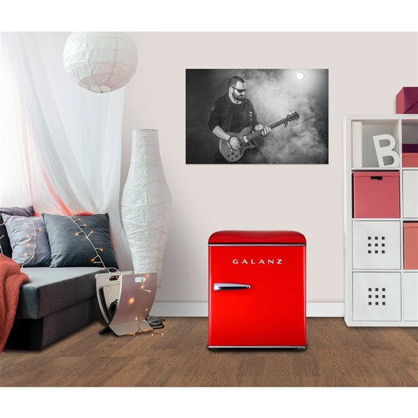 Mini-réfrigérateur avec congélateur Galanz rétro deux portes rouge