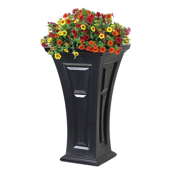 FCMP Outdoor 2-pack 16-in W X 28.5-in H Black Plastic Self Watering Planter